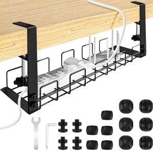 Cable Management Tray Under Table Desk Gaming, Cable Organizer, Accessories for Storing and Hiding Cables, Support Strip for Computer, Office (1 Piece)